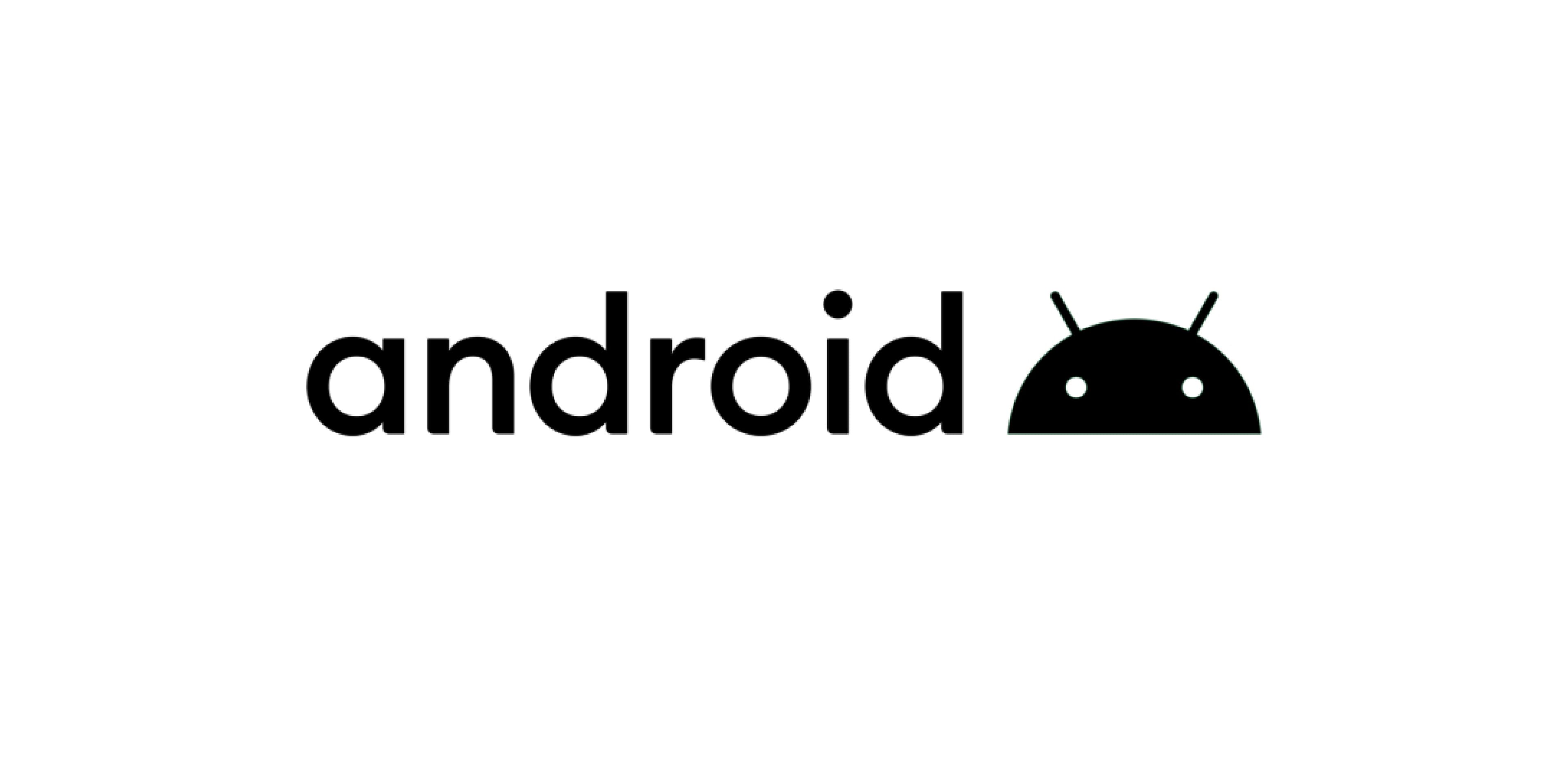 Black lowercase 'android' text and the iconic robot head logo on a white background.