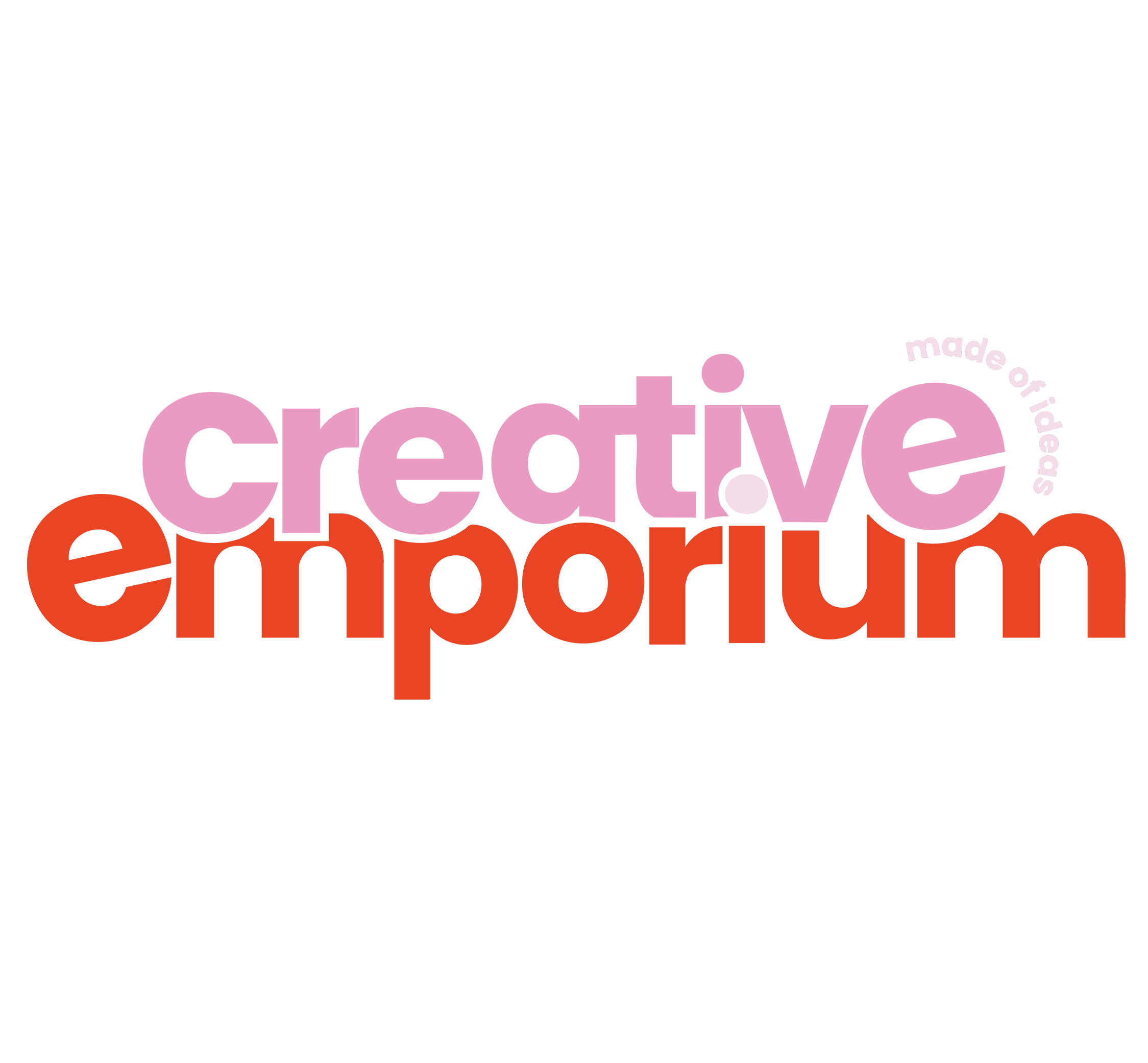 Pink and orange Creative Emporium logo with the slogan 'made of ideas' curved above it.