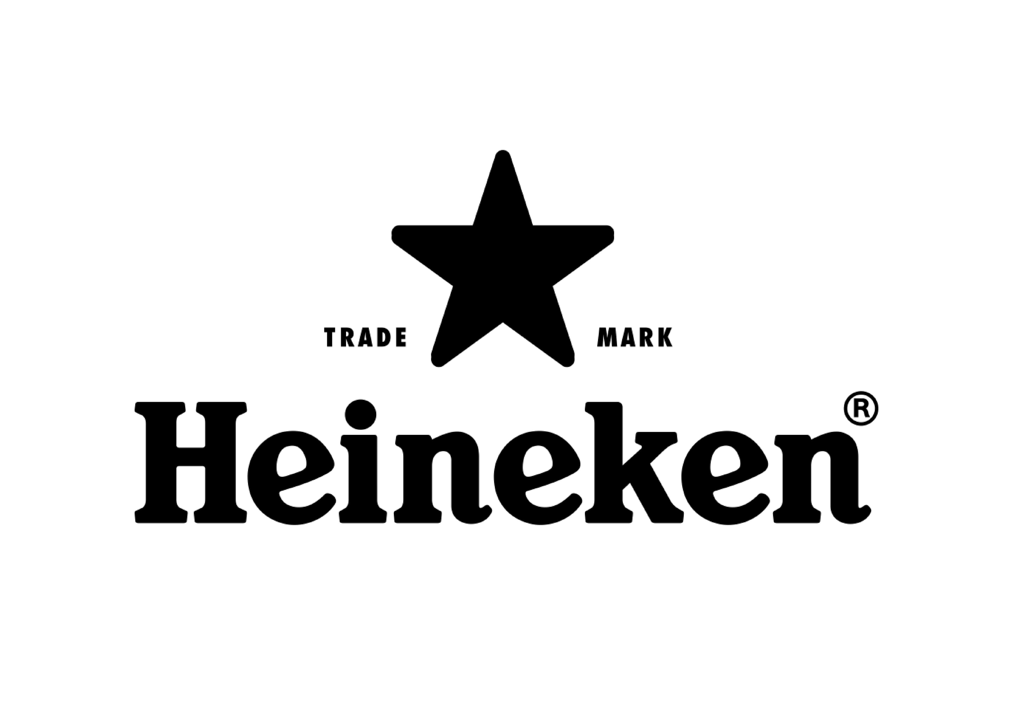 Black Heineken logo featuring a five-pointed star and trademark text on a white background.